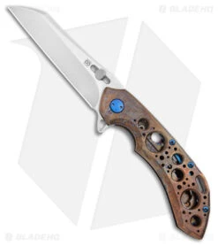 Olamic Wayfarer 247 Wharning Knife Antique Acid Rain W/ Blue (3.5" Satin S90V)
