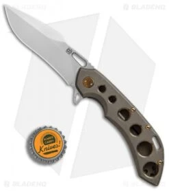 Olamic Wayfarer 247 Harpoon Frame Lock Knife Kinetic Earth (3.5" Satin) -Blade Vault Olamic Wayfarer 247 harpoon kinetic earth satin BHQ 74378 er bottlecap