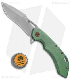 Olamic Wayfarer 247 Harpoon Frame Lock Knife Kinetic Rainforest (3.5" Stonewash) -Blade Vault Olamic Wayfarer 247 harpoon kinetic rainforest sw BHQ 74377 er bottlecap