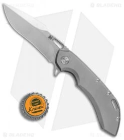 Olamic Wayfarer 247 Harpoon Frame Lock Knife Matte Titanium (3.5" Satin) -Blade Vault Olamic Wayfarer 247 harpoon matte ti satin BHQ 74373 er bottlecap
