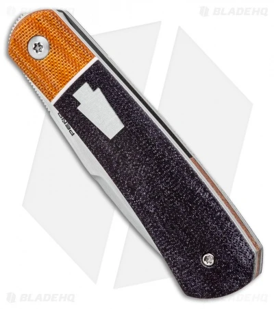 Pena Knives Custom Apache Front Flipper Knife Dark Blue Micarta (2.75" Satin) 2 Pena Knives Custom Apache Front Flipper Knife Dark Blue Micarta (2.75" Satin) - Image 2