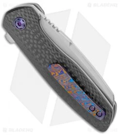 Pena Knives Custom Bravo Liner Lock Knife Flipper Mokuti Clip (3.25" Satin) -Blade Vault Pena Knives Custom Bravo LL CF Mokuti Clip Satin BHQ 101622 jr side