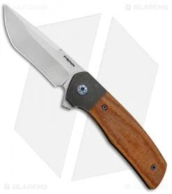 Pena Knives Custom Dingo Frame Lock Knife Brown Micarta/Ti (3.25" Satin)