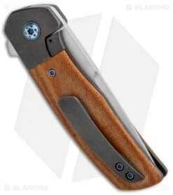Pena Knives Custom Dingo Frame Lock Knife Brown Micarta/Ti (3.25" Satin) -Blade Vault Pena Knives Custom Dingo FL Brown Micarta Ti Satin BHQ 84982 jr side