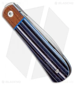 Pena Knives Custom Swayback Front Flipper Knife Blue Layered Micarta (2.75") -Blade Vault Pena Knives Custom Swayback Front Flipper Knife Blue Layered Micarta 2.75 BHQ 137424 LS Side