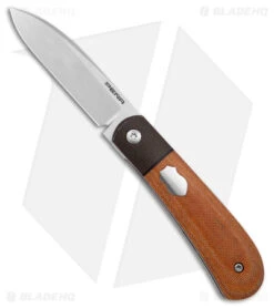 Pena Knives Custom Zulu Front Flipper Liner Lock Knife Brown Micarta (3" Satin)