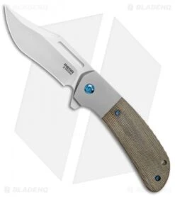 Pena Knives X-Series Lanny's Clip Flipper Knife Green Canvas Micarta (3.25" SW)