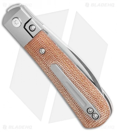 Pena Knives X-Series Swayback Front Flipper Knife Natural Micarta (2.9" Satin) 3 Pena Knives X-Series Swayback Front Flipper Knife Natural Micarta (2.9" Satin) - Image 3