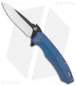 Blade Vault 34 QSP Woodpecker Frame Lock Knife Blue Titanium Wave (3.75" Two Tone)
