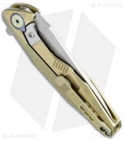 Rike Knife 1508S Integral Framelock Flipper Gold Ano Titanium (3.25" Bead Blast) -Blade Vault Rike 1508S Integral Gold BHQ 34799 jr side 2