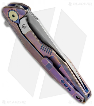 Rike Knife 1508S Integral Framelock Flipper Purple/Blue Ti (3.25" Bead Blast) 3 Rike Knife 1508S Integral Framelock Flipper Purple/Blue Ti (3.25" Bead Blast) - Image 3