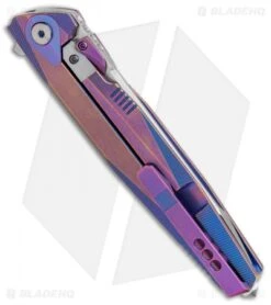 Rike Knife 1707T Integral Frame Lock Knife Purple/Blue Titanium (3.75" Satin) -Blade Vault Rike Knife 1504A FL Purple Blue Ti SW BHQ 87865 jr side