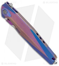 Rike Knife 1707T Integral Frame Lock Knife Purple/Blue Titanium (3.75" Satin) -Blade Vault Rike Knife 1504A FL Purple Blue Ti SW BHQ 87865 jr spine