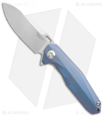 Rike Knife 1504A Frame Lock Flipper Knife Blue Ti (3.75" M390 Bead Blast) -Blade Vault Rike Knife 1504A blue purple ti bb BHQ 68722 er