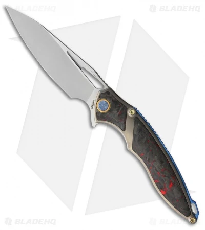 Rike Knife Frame Lock Knife Red Carbon Fiber (3.9" Satin) RK1902-R/CF -Blade Vault Rike Knife CF FL M390 BHQ 102443 jr