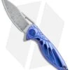 Rike Knife Hummingbird Mini Flipper Knife Blue Titanium (1.5" Damascus)
