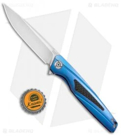 Rike Knife 803CHB Kwaiken Frame Lock Knife Dark Gray Titanium/CF (3.6" Satin) -Blade Vault Rike Knife Kwaiken Blue M390 RK803CHB BHQ 80877 jr bottlecap