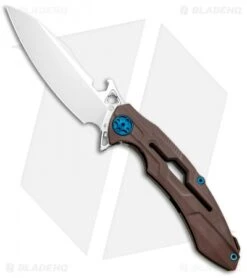 Rike Knife M3 Frame Lock Knife Brown G-10/Bronze Titanium (3.88" Mirror)