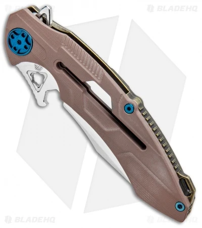 Rike Knife M3 Frame Lock Knife Brown G-10/Bronze Titanium (3.88" Mirror) 2 Rike Knife M3 Frame Lock Knife Brown G-10/Bronze Titanium (3.88" Mirror) - Image 2