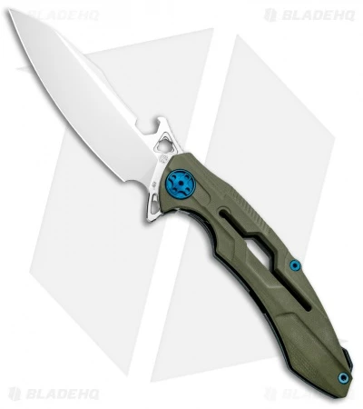 Rike Knife M3 Frame Lock Knife OD Green G-10/Green Titanium (3.88" Mirror) -Blade Vault Rike Knife M3 FL OD Green G 10 Green Ti Mirror RKM3OB BHQ 92934 jr