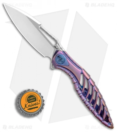 Rike Knife Thor6 Frame Lock Flipper Knife Purple Titanium (3.25" Satin) RK1902-R 4 Rike Knife Thor6 Frame Lock Flipper Knife Purple Titanium (3.25" Satin) RK1902-R - Image 4