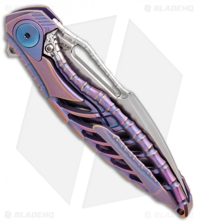 Rike Knife Thor6 Frame Lock Flipper Knife Purple Titanium (3.25" Satin) RK1902-R 2 Rike Knife Thor6 Frame Lock Flipper Knife Purple Titanium (3.25" Satin) RK1902-R - Image 2