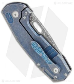 Viper Knives Vox Odino Frame Lock Knife Blue Titanium (3" Damascus) -Blade Vault Viper Knives Vox Odino FL Blue Ti Damascus VA5918BSW BHQ 113172 jr side