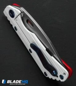 Duane Dwyer Custom SMF Bowie Knife Red/White Stepped Ti (3.9" Satin PD-1) -Blade Vault ddc smf bowie rwb usa side cm 2