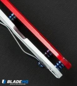 Duane Dwyer Custom SMF Bowie Knife Red/White Stepped Ti (3.9" Satin PD-1) -Blade Vault ddc smf bowie rwb usa top cm