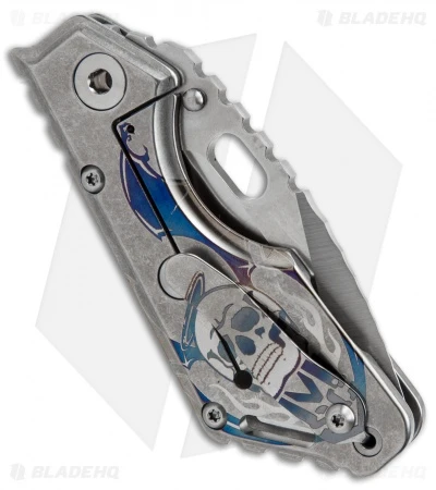 Mick Strider Custom Stub Compound Tanto Knife Skull Ano (3.25" Satin/SW) MSC 3 Mick Strider Custom Stub Compound Tanto Knife Skull Ano (3.25" Satin/SW) MSC - Image 3