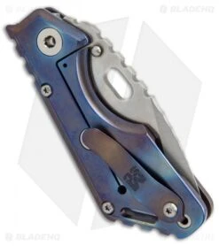 Mick Strider Custom Stub Tanto Knife Blue Titanium (3.25" Satin/SW) MSC -Blade Vault mick strider custom stub tanto blue ti satin sw MSC BHQ 50684 er side