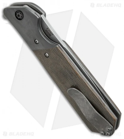 Olamic Cutlery Rainmaker Flipper Knife Zirconium/Micarta (4.25" Tumbled) 3 Olamic Cutlery Rainmaker Flipper Knife Zirconium/Micarta (4.25" Tumbled) - Image 3