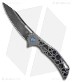 Olamic Cutlery Swish Frame Lock Knife Acid Rain Dark Purple Ti (3.75" Black SW)