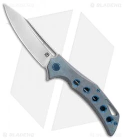 Olamic Cutlery Swish Frame Lock Knife Blue Kinetic Sky Holes Ti (3.75" Satin)