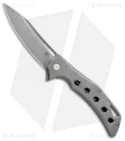 Olamic Cutlery Swish Flipper Frame Lock Knife SW Holes Ti (3.75" Stonewash)