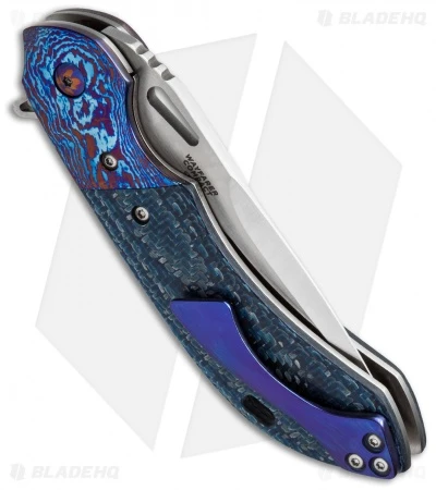 Olamic Cutlery Wayfarer Compact Flipper Knife Blue Twill CF (3.5" Satin) 2 Olamic Cutlery Wayfarer Compact Flipper Knife Blue Twill CF (3.5" Satin) - Image 2