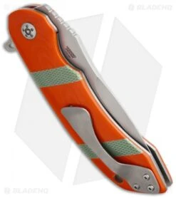 Olamic Cutlery Wayfarer Flipper Knife Orange G10/Green C-Tek (4" Matte) W871 -Blade Vault olamic cutlery wayfarer w871 side cm