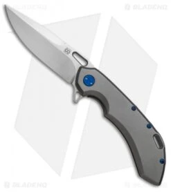 Olamic Wayfarer 247 Frame Lock Knife Matte Ti W/ Timascus Clip (3.5" Satin)