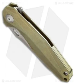 Rike Knife 1504A Framelock Flipper Knife Gold Titanium (3.75" Stonewash) 5 Rike Knife 1504A Framelock Flipper Knife Gold Titanium (3.75" Stonewash) -Blade Vault rike knives 1504a ti gold bottom cm