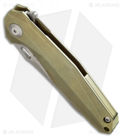 Rike Knife 1504A Framelock Flipper Knife Gold Titanium (3.75" Stonewash) 3 Rike Knife 1504A Framelock Flipper Knife Gold Titanium (3.75" Stonewash) - Image 3