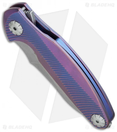 Rike Knife RK1503 Flipper Knife Purple Titanium (3.25" Stonewash) 3 Rike Knife RK1503 Flipper Knife Purple Titanium (3.25" Stonewash) - Image 3