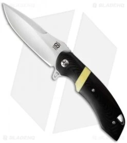 Olamic Cutlery Wayfarer Flipper Knife Black/Yellow G-10 (4" Satin) W677